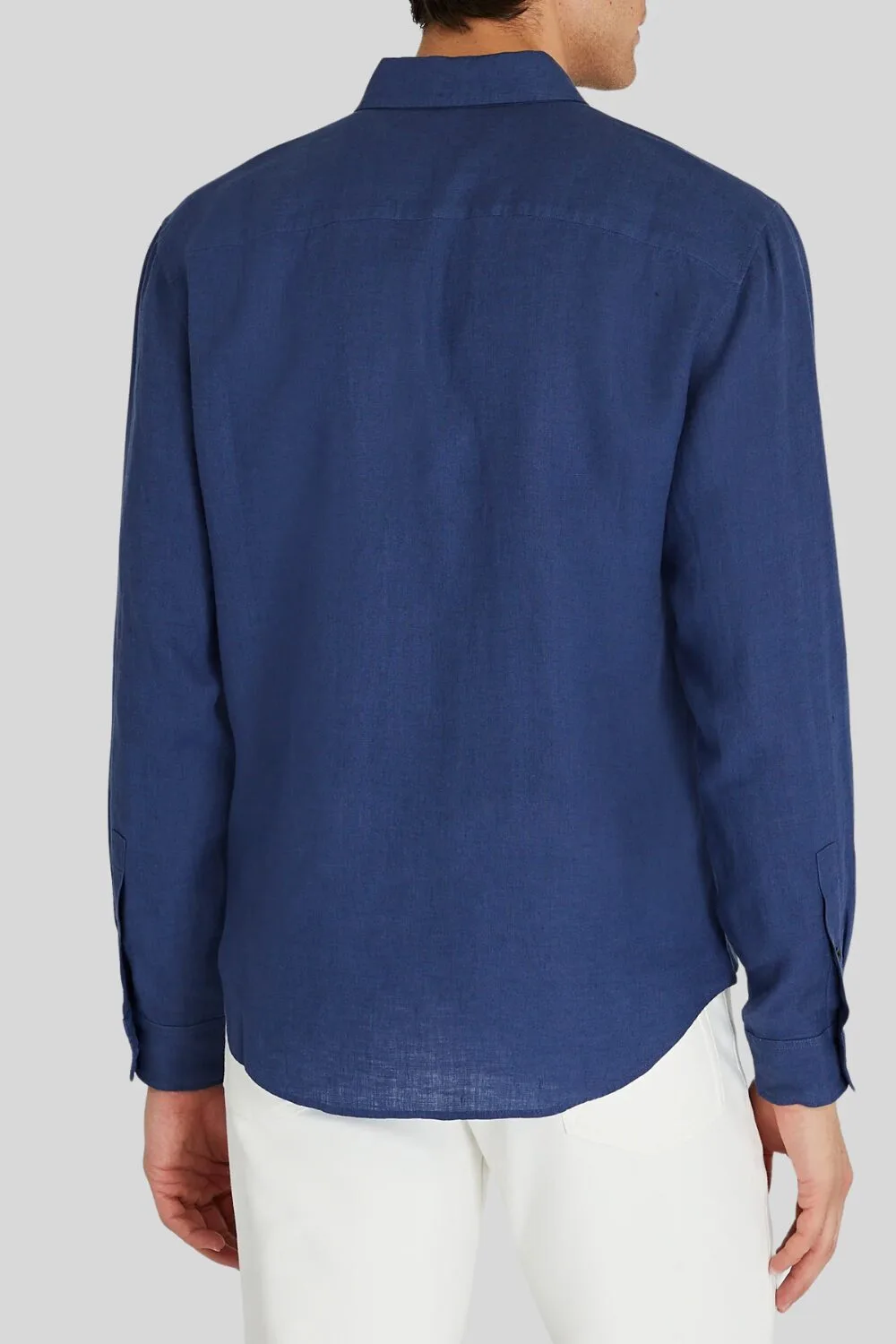 Back view of Club Monaco button-down slim fit linen shirt – lightweight menswear