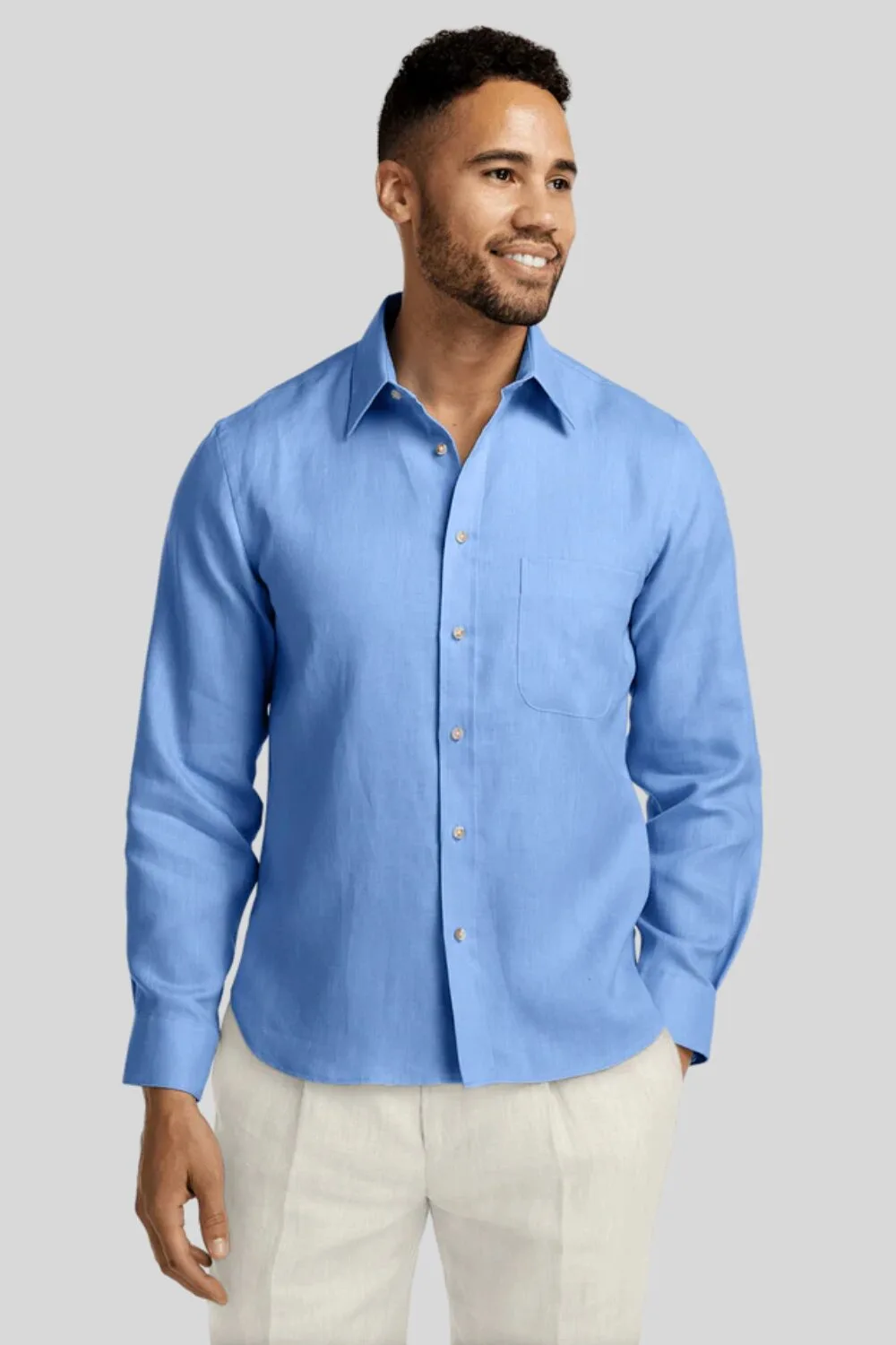 Paul Fredrick Mens Slim Fit Linen Shirt – Solid Color Option – detailed casual summer shirt for men