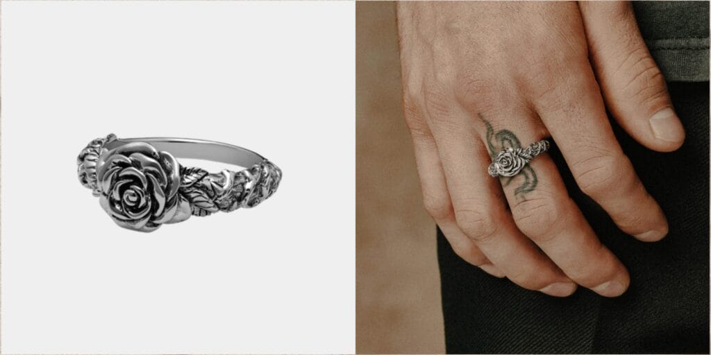 Edgy vintage sterling silver rings with skull detail — bold choice in mens silver rings.