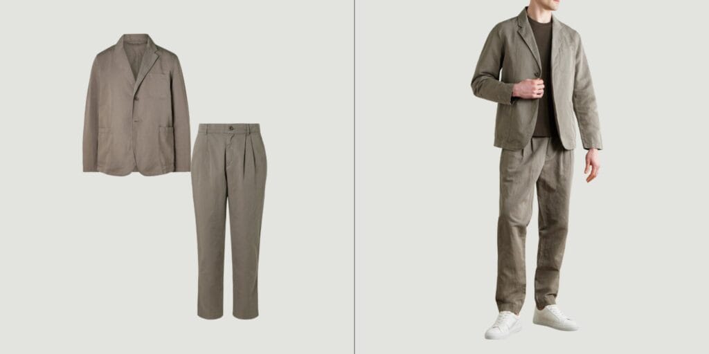 Unstructured Italian linen blazer and trousers for men by Mr. P. A perfect men's summer business suit and a travel suit