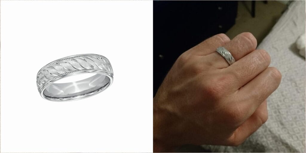 Diamond-cut men’s silver band ring that blends timeless style and modern design — perfect everyday accessory.