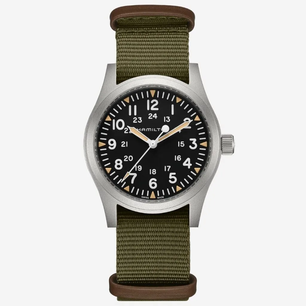 Hamilton Khaki Field Mechanical best field watch for men with canvas strap