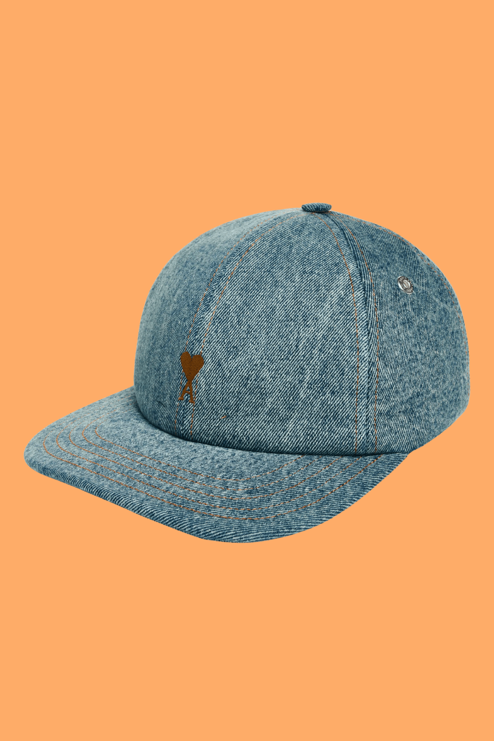 AMI PARIS Ami de Coeur Embroidered Denim Baseball Cap in Blue