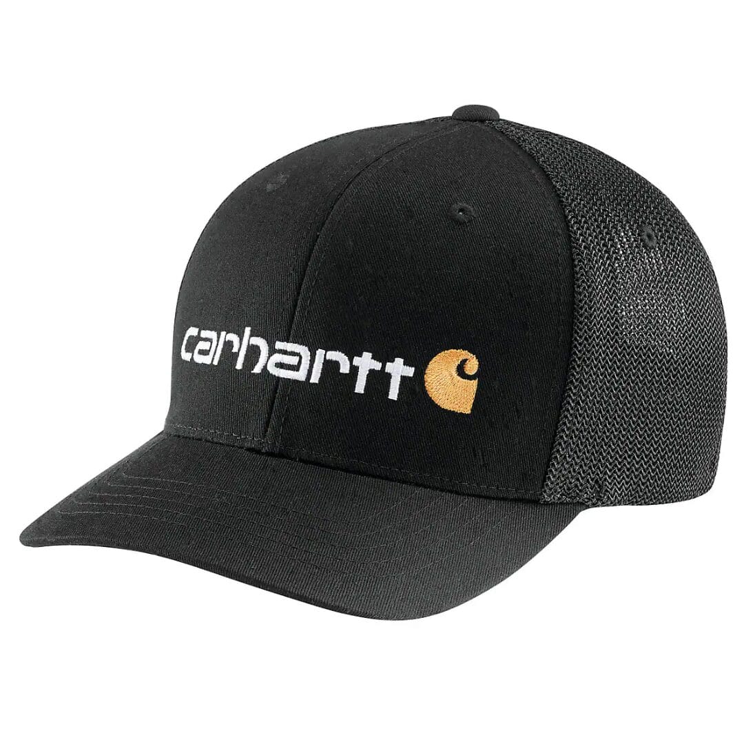 Carhartt Rugged Flexfit canvas hat in black with mesh back panels