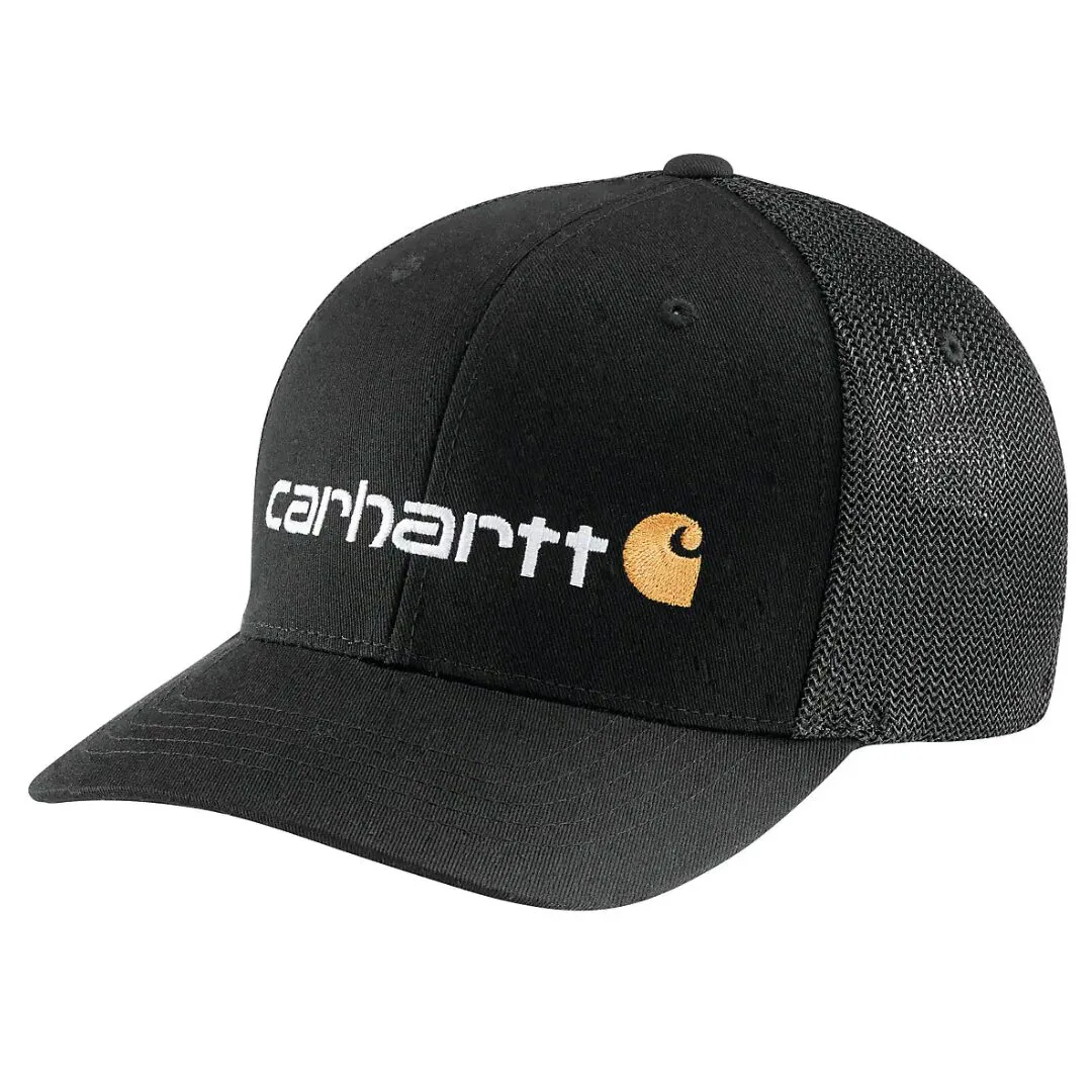 Carhartt Rugged Flexfit canvas hat in black with mesh back panels