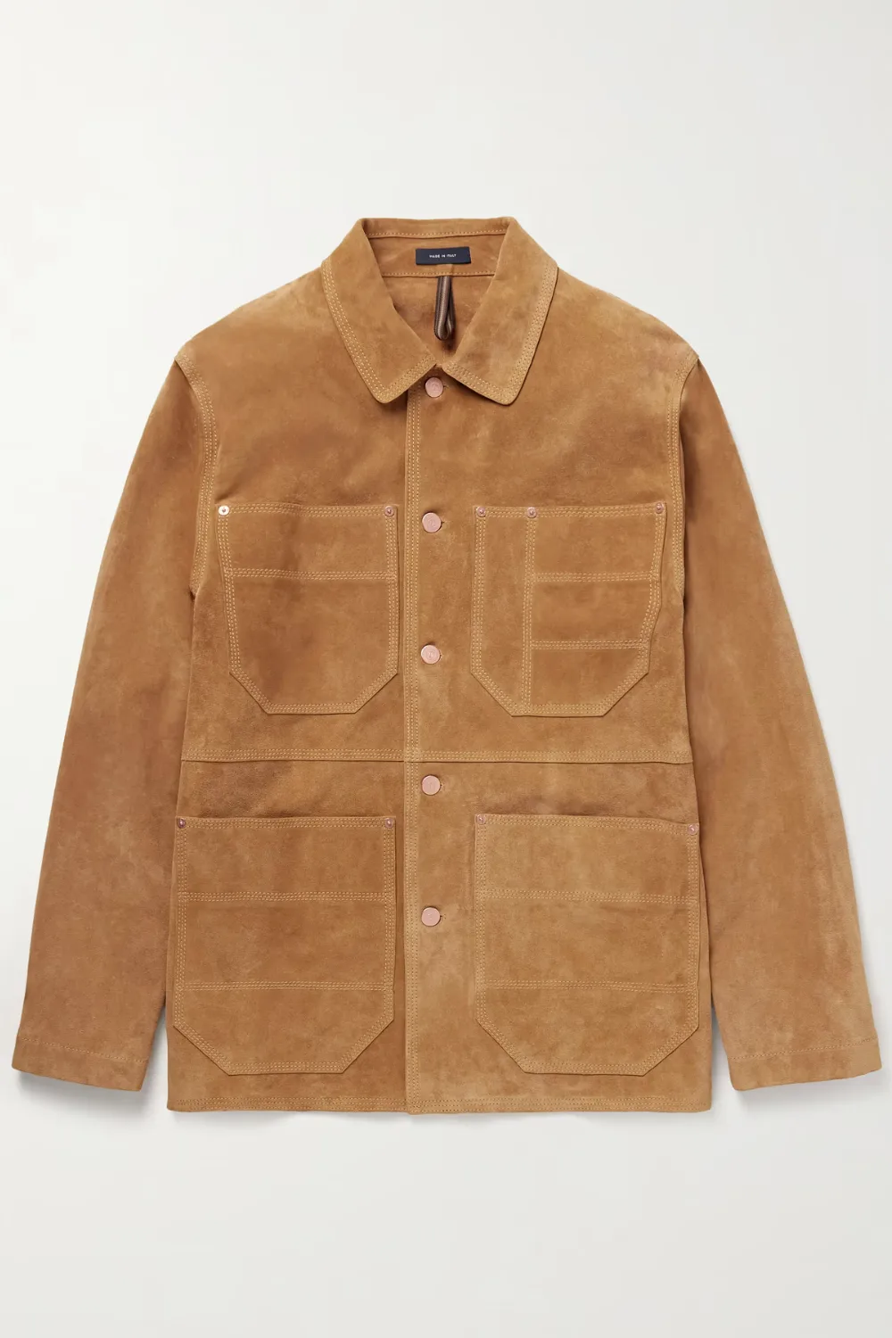 Drake’s Welder Suede Chore Jacket in brown