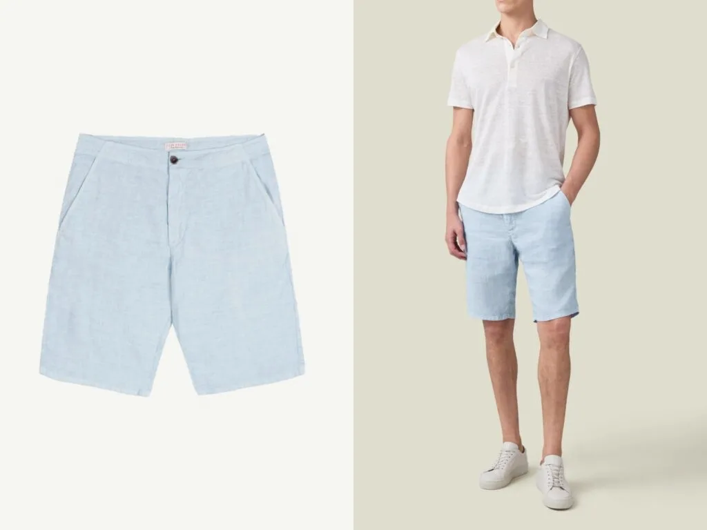 Luca Faloni Bermuda Linen Shorts in Light Blue