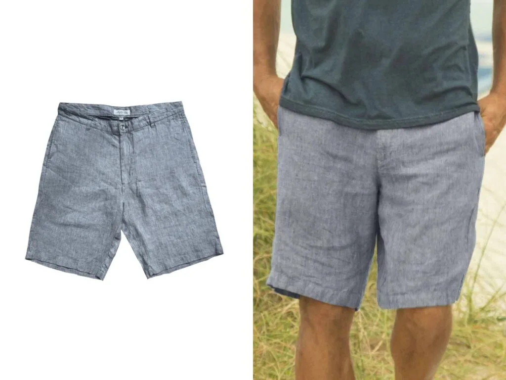 Madda Fella Truman Linen Short in Heathered India Ink