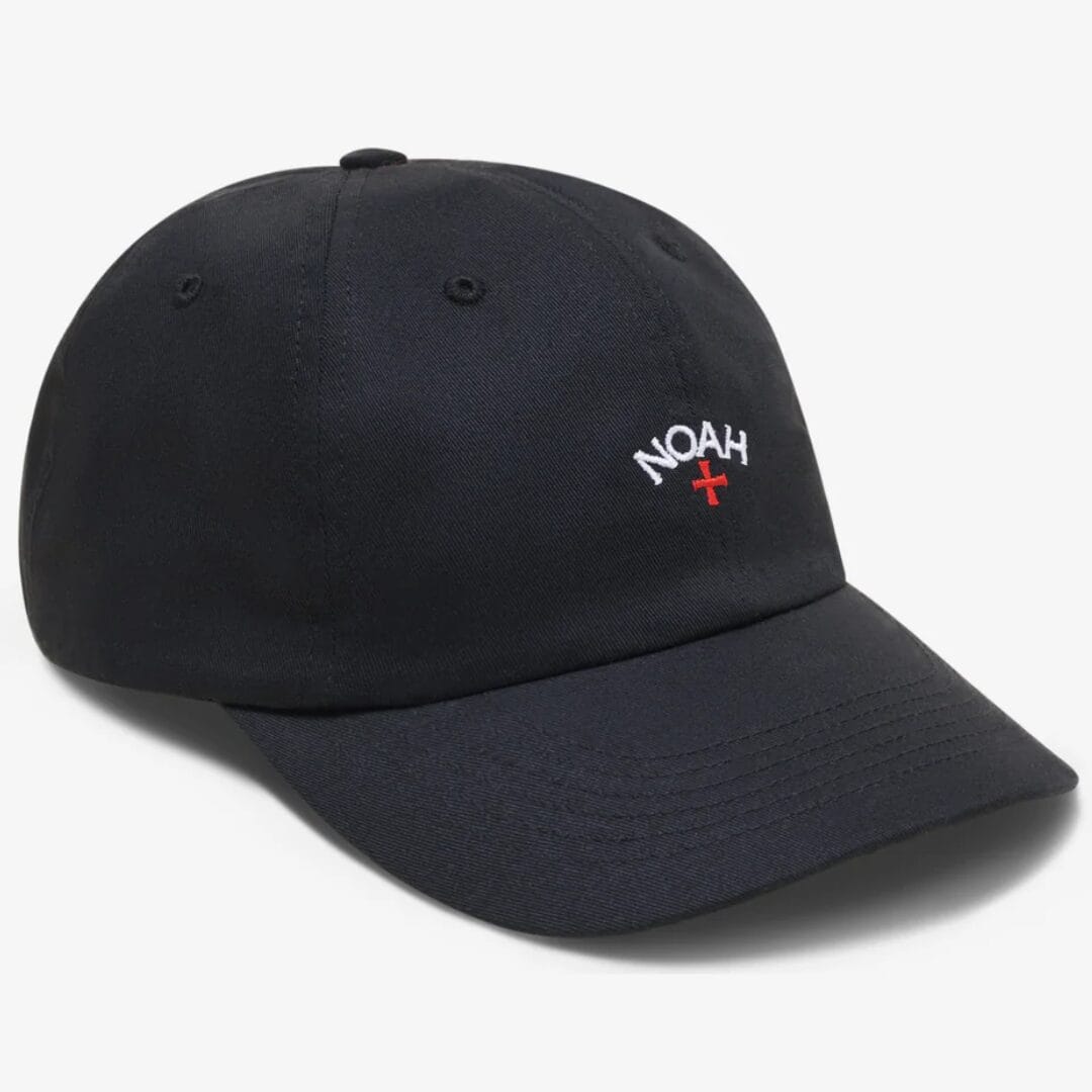 Noah Classic Core Logo 6-panel baseball cap in black with white embroidered branding
