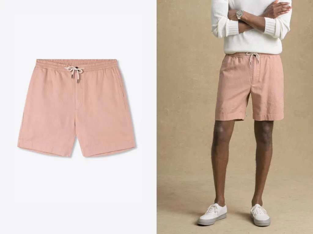 Proper Cloth Linen Drawstring Short in Salmon