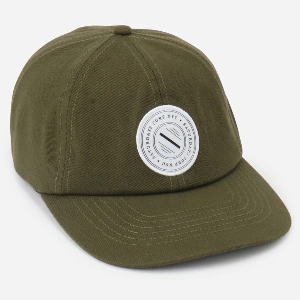 Saturdays NYC Slash Badge Abie dad hat in olive green with embroidered logo