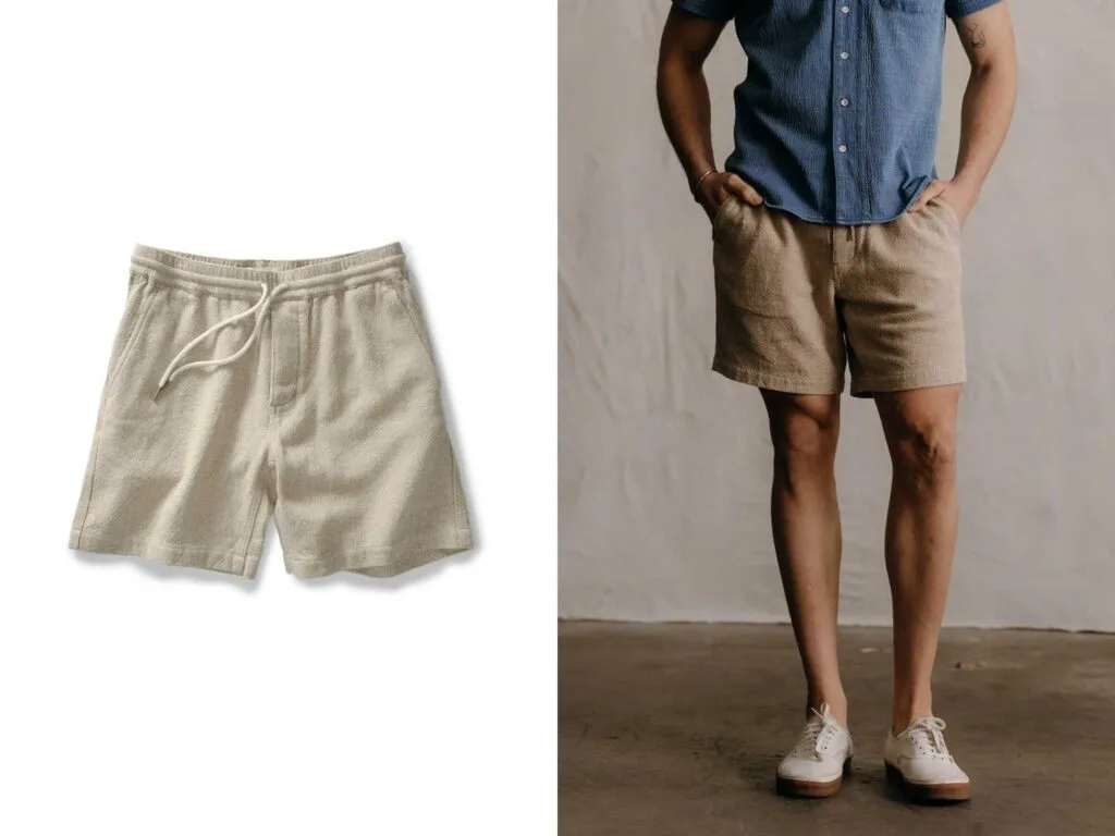 Taylor Stitch The Après Linen Short in Oat Linen Tweed