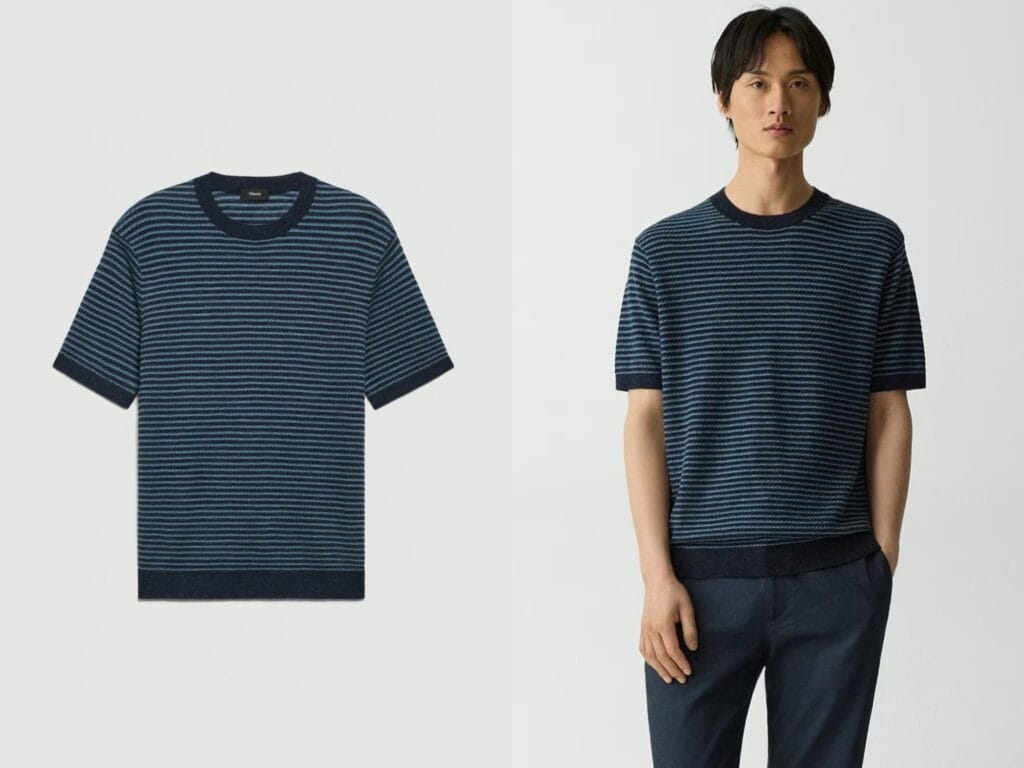 Theory Pacific Linen Striped Tee