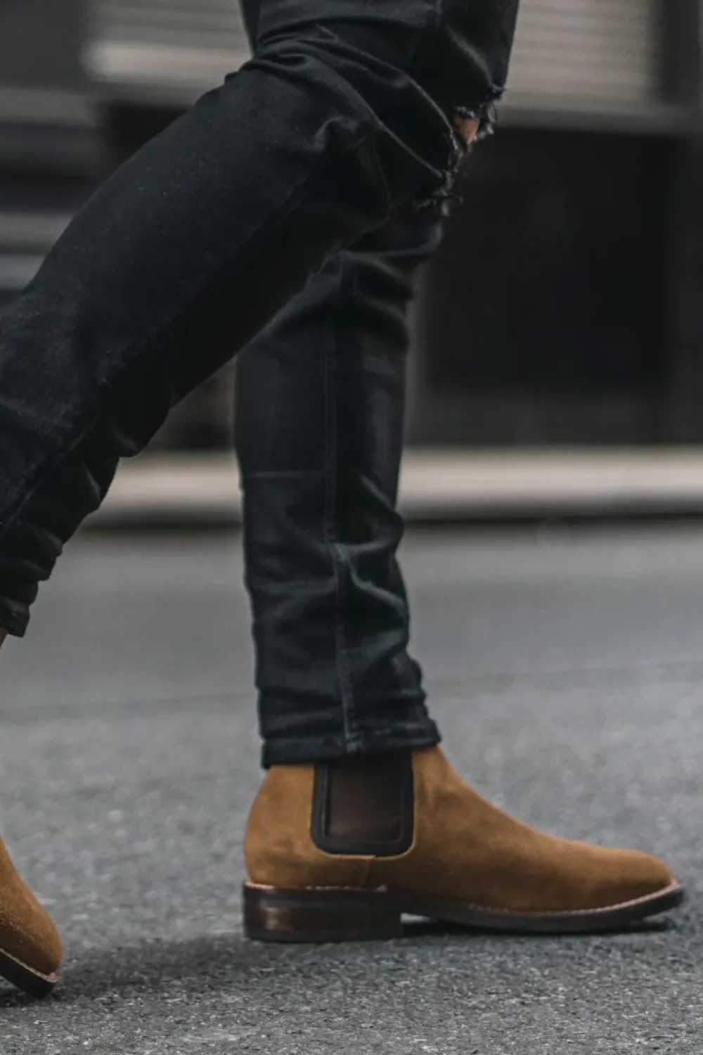 Man Wearing Thursday Boot Company Men's Duke Chelsea Boot in Brown