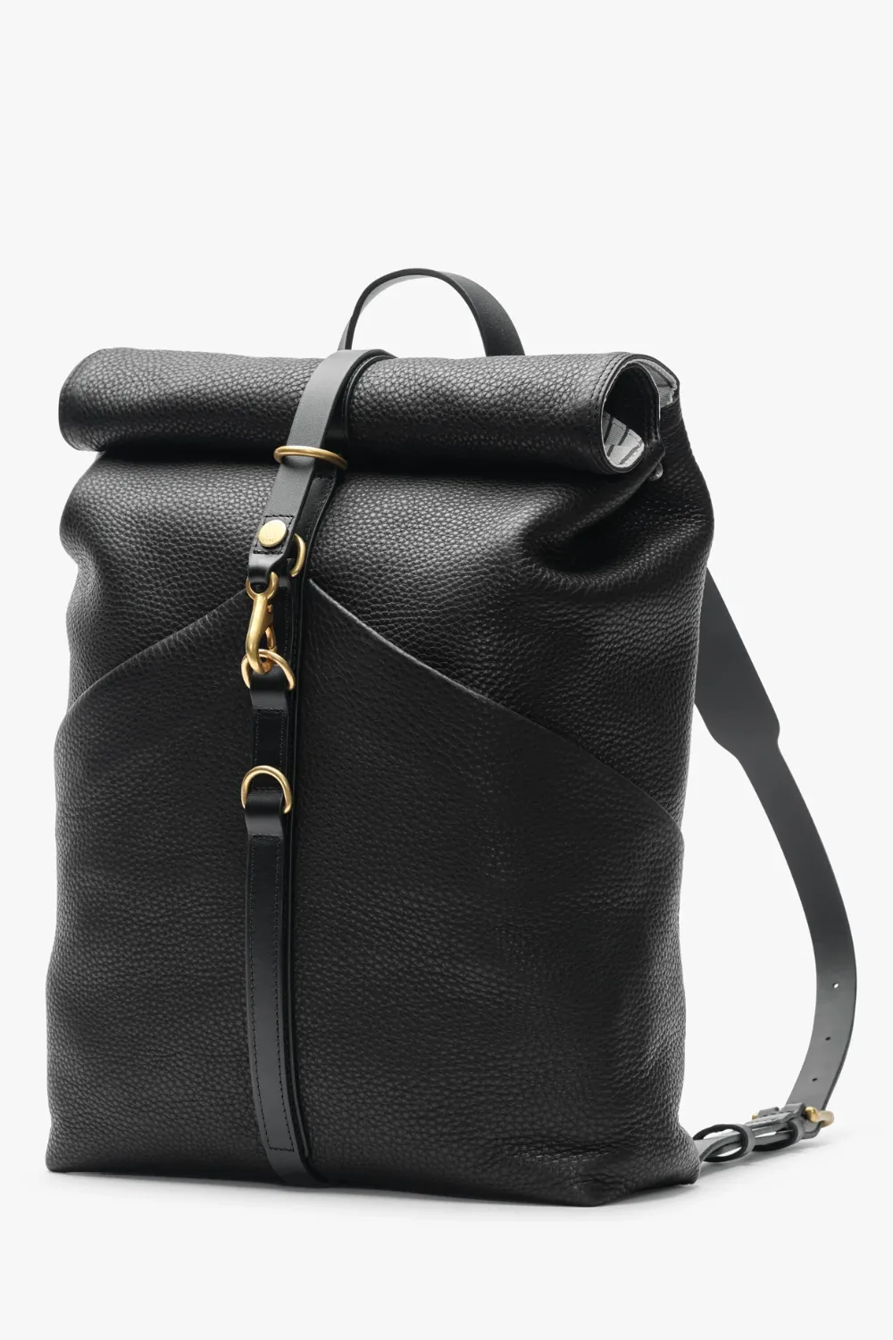Mismo Black Structured Full-Grain Leather Rucksack in Black