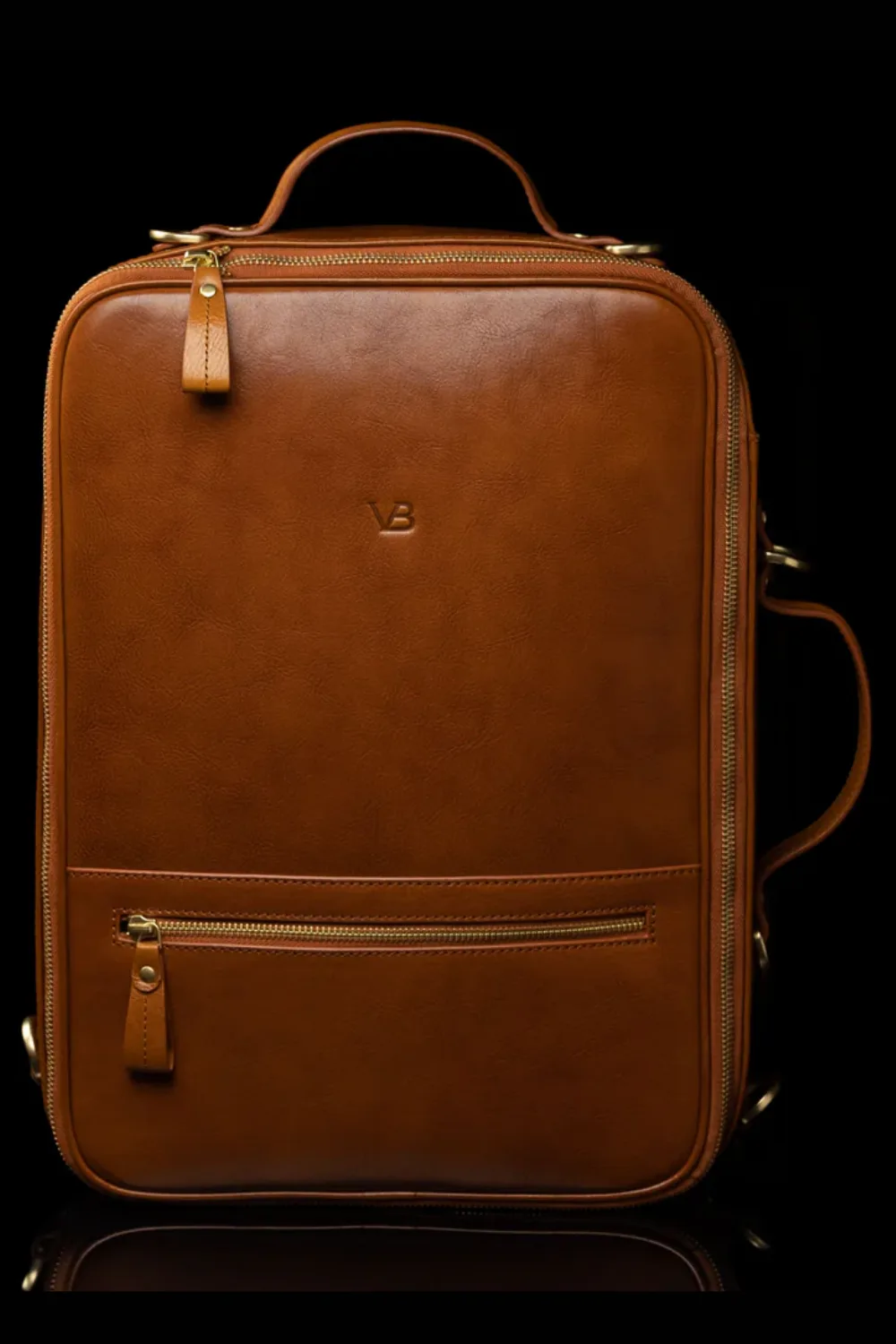 Von Baer Tallinn 10x Leather Laptop Travel Bag in Classic Tan
