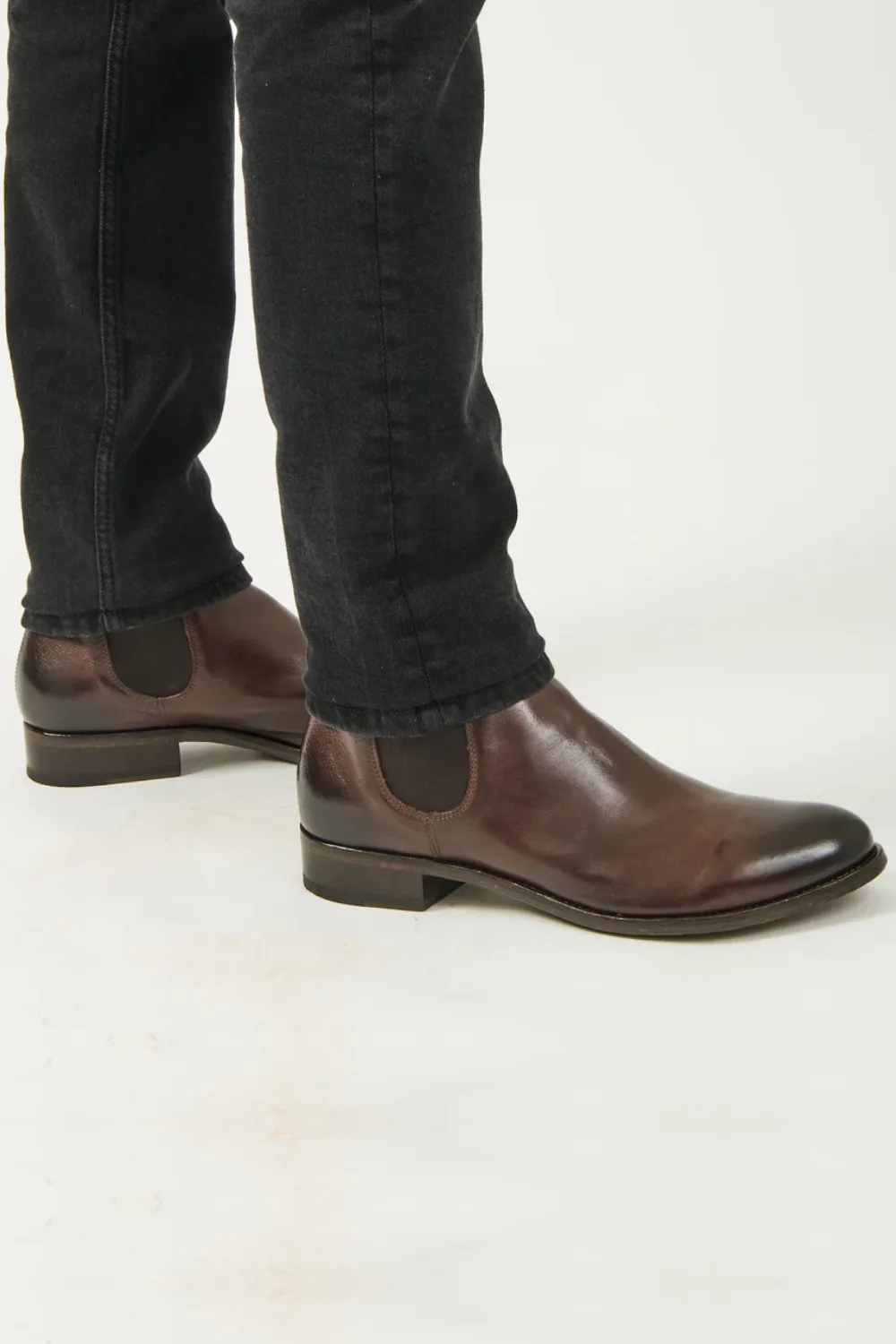 man Wearing To Boot New York Bedell Dark Brown Chelsea Boot