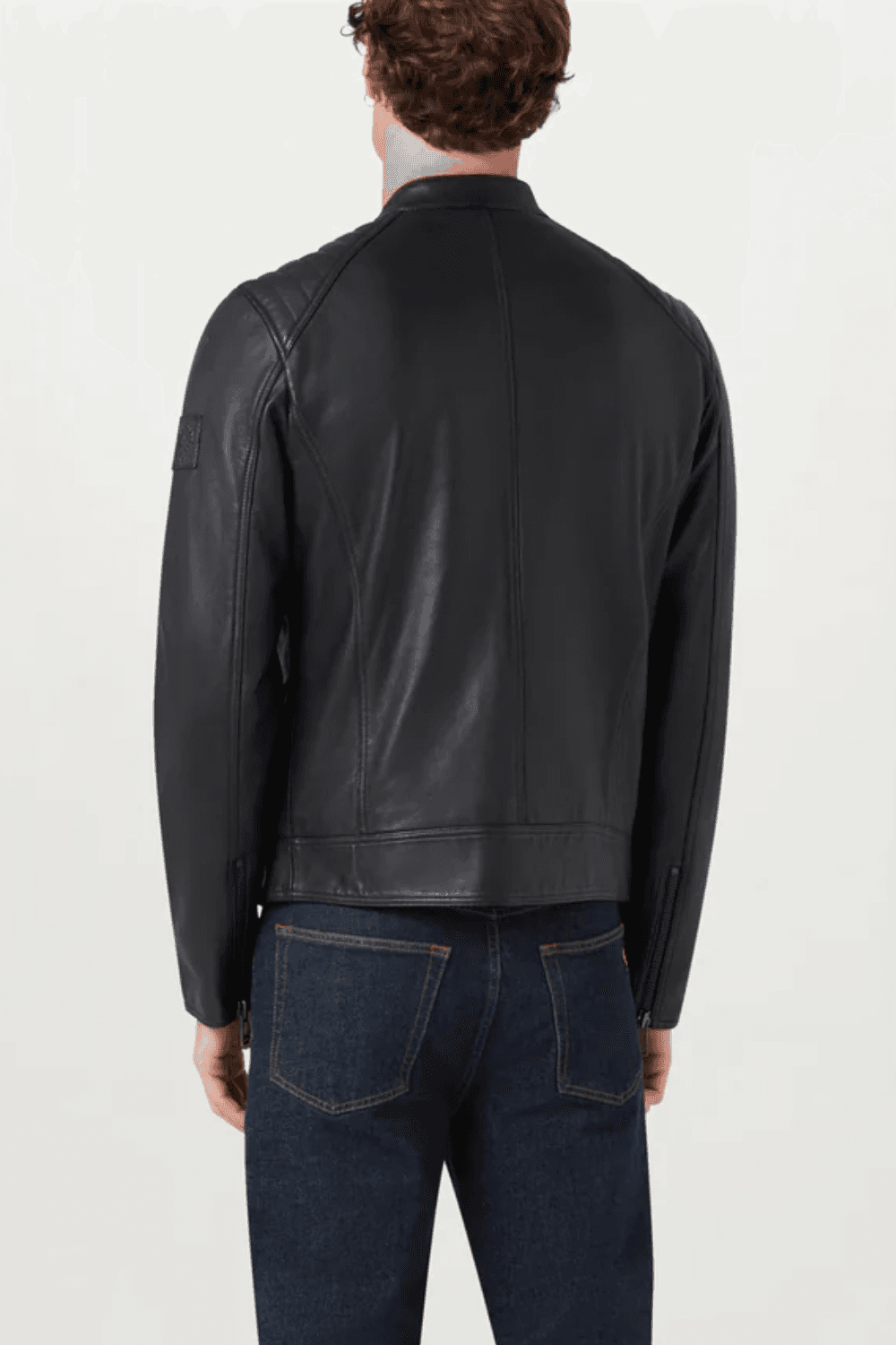 Back View of a man wearing Belstaff V Racer Jacket in Black
