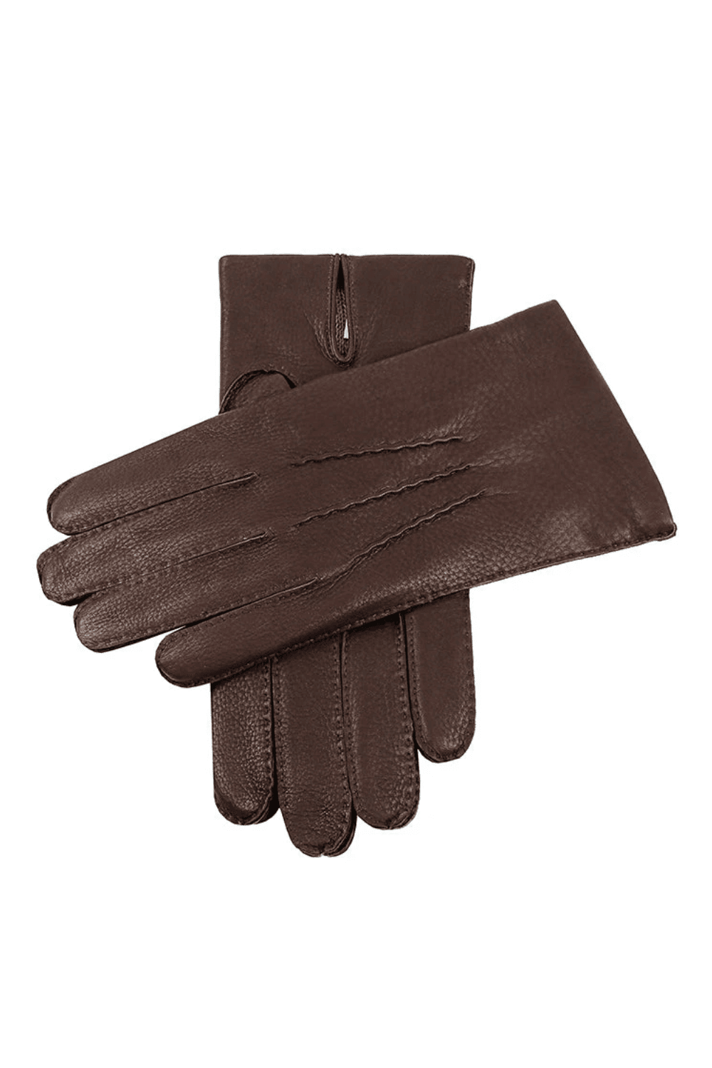 Dents Cambridge Cashmere-Lined Deerksin Leather Gloves in Brown