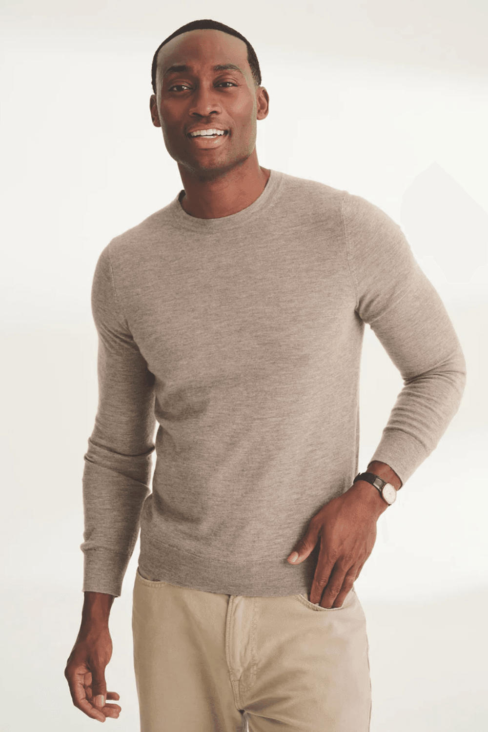 Naadam Super Fine Cashmere Long Sleeve Crewneck in timber