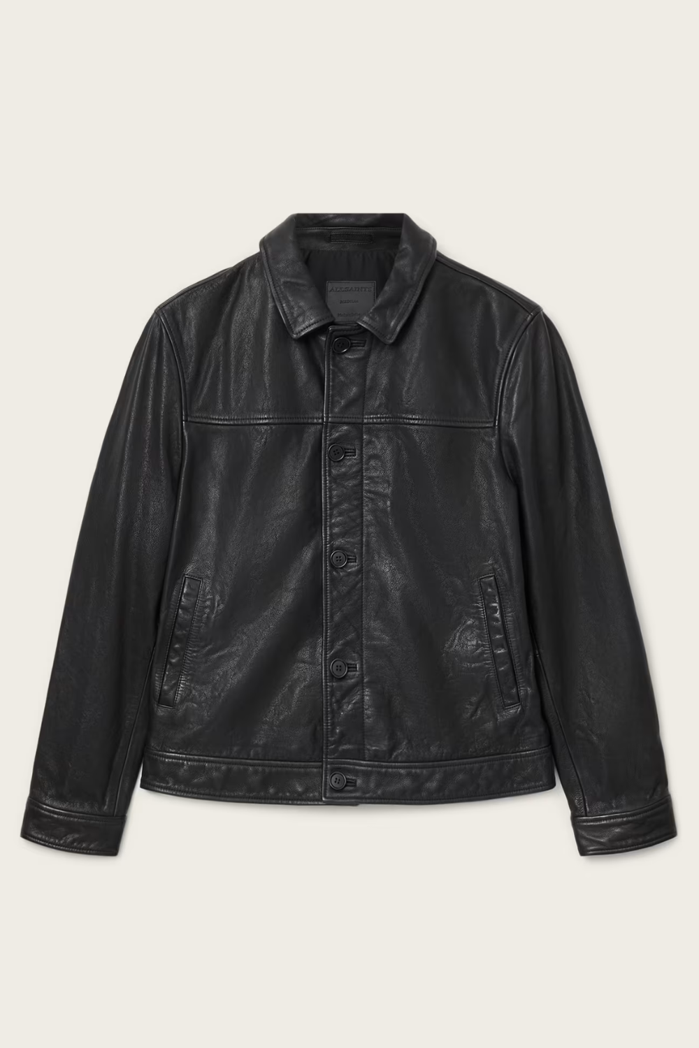AllSaints Nates Leather Jacket in Black
