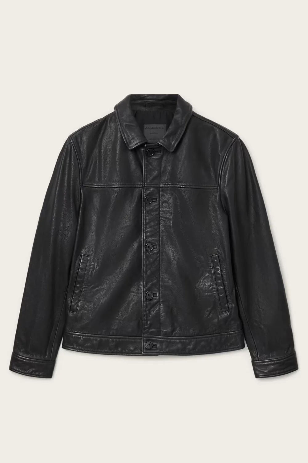 AllSaints Nates Leather Jacket in Black