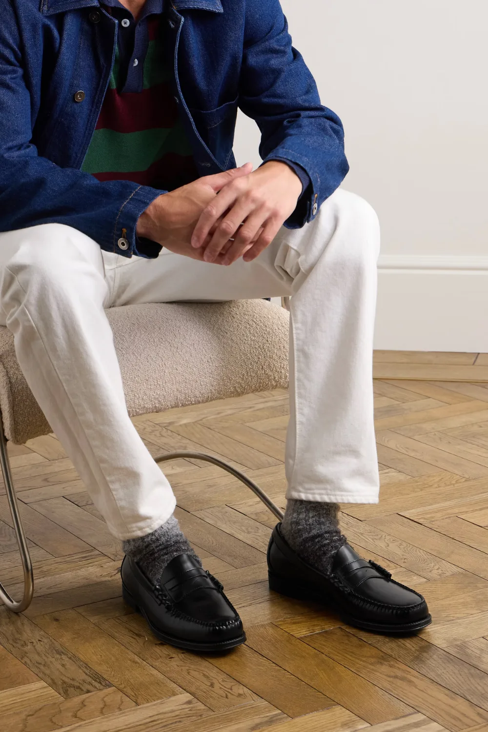 Men Wearing G.H. BASS Easy Weejuns Larson Glossed-Leather Penny Loafers in Black