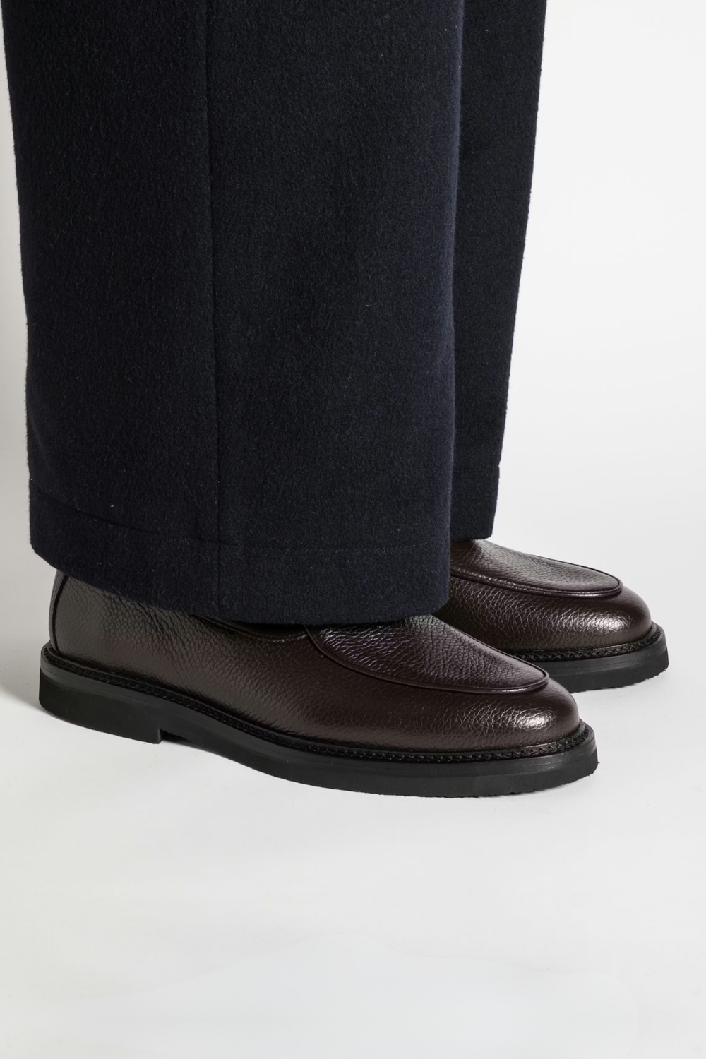 Man Wearing Jacques Solovière Lex Loafer in Dark Brown