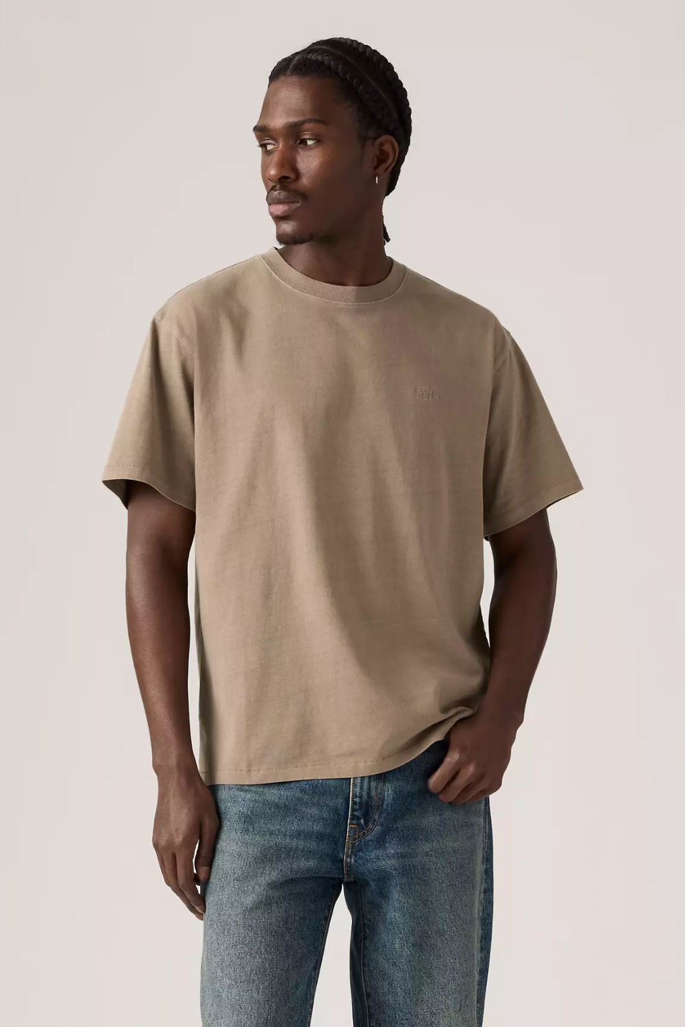 Man Wearing Levi's Red Tab Vintage T-shirt in Brown