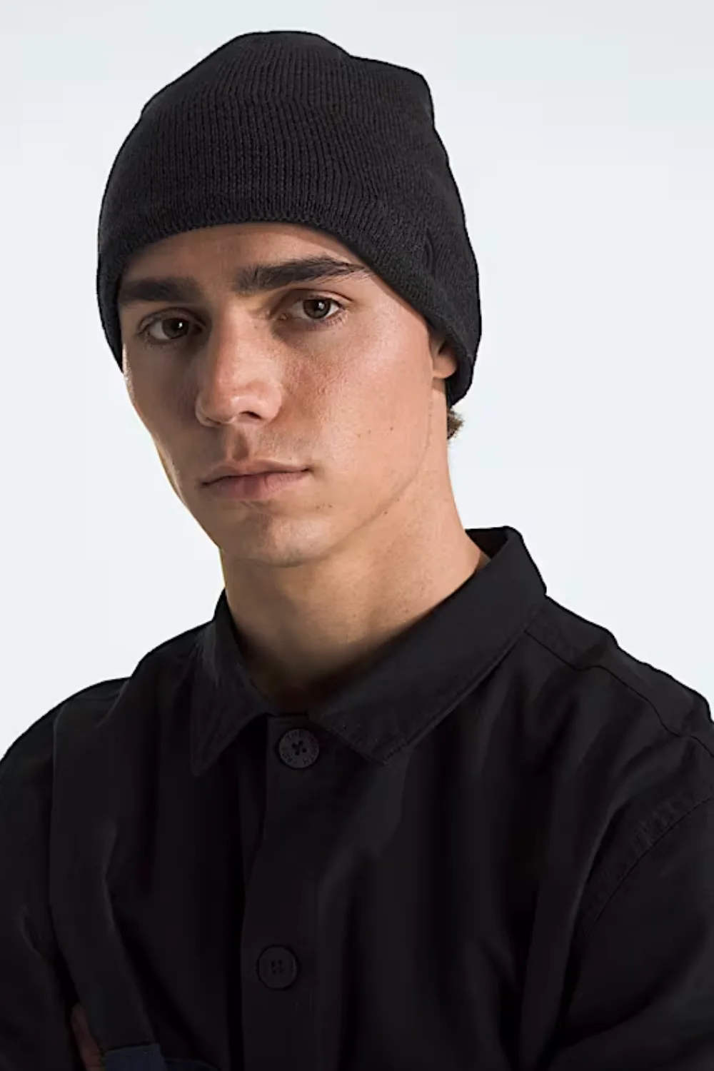 Man Wearing The North Face Jim Beanie in Black