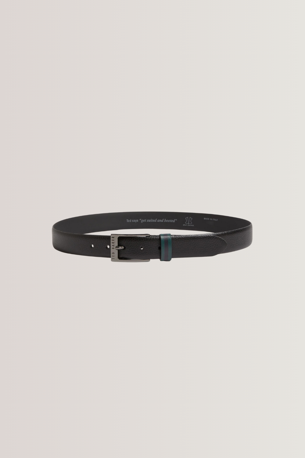 Ted Baker Kendon Stripe Leather Belt in Black