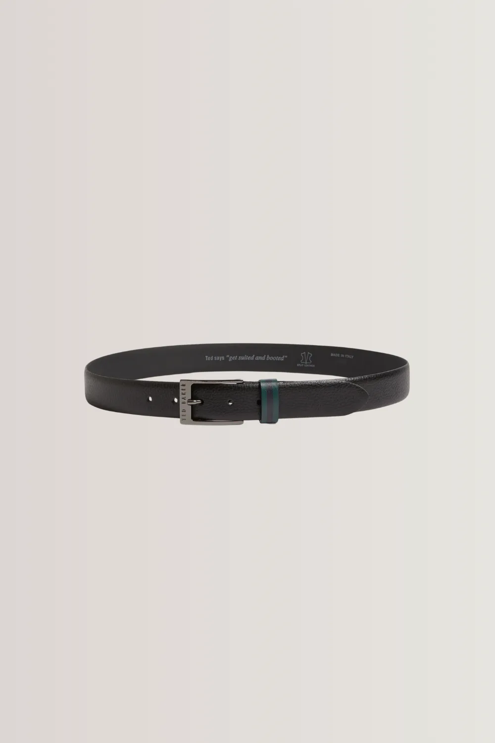 Ted Baker Kendon Stripe Leather Belt in Black