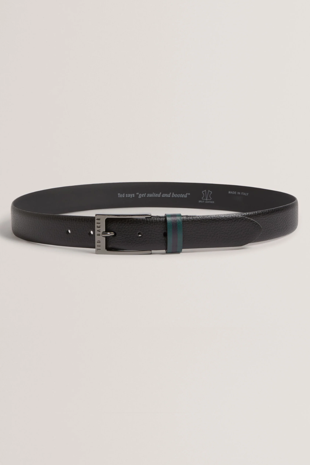 Ted Baker Kendon Stripe Leather Belt in Black