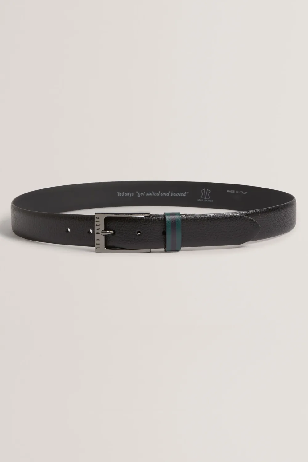 Ted Baker Kendon Stripe Leather Belt in Black