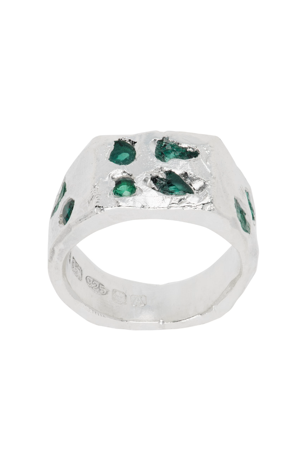 The Ouze Raw Emerald Scatter Signet Ring (1)