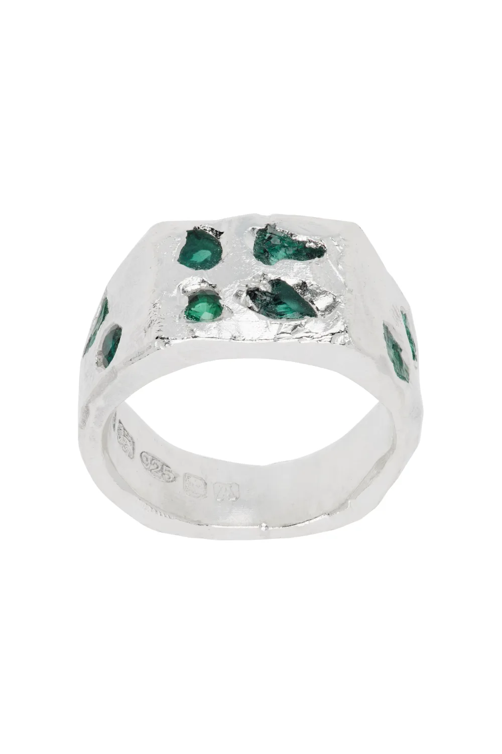 The Ouze Raw Emerald Scatter Signet Ring (1)