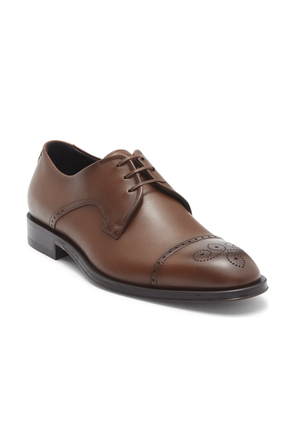 BOSS Derrek Brogue Cap Toe Derby in Dark Brown