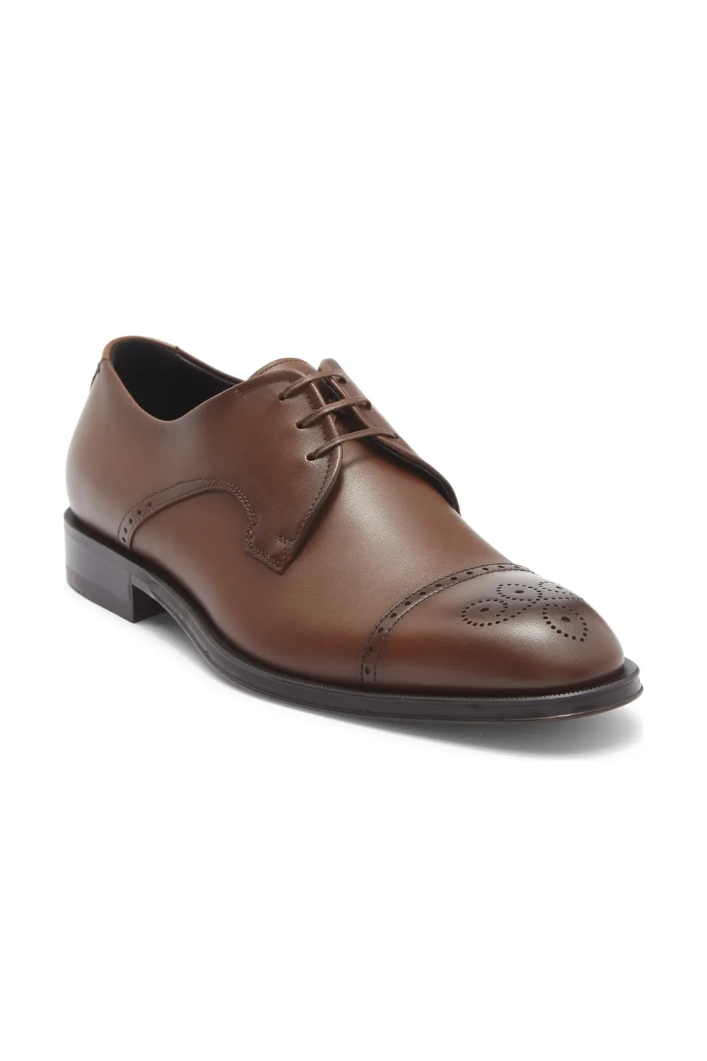 BOSS Derrek Brogue Cap Toe Derby in Dark Brown