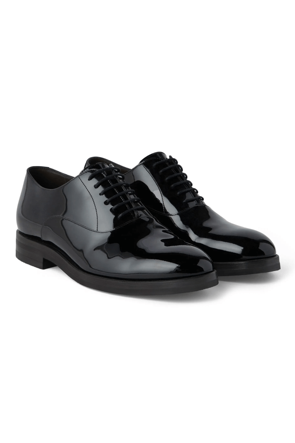 Brunello Cucinelli patent-leather laced oxford shoes in Black