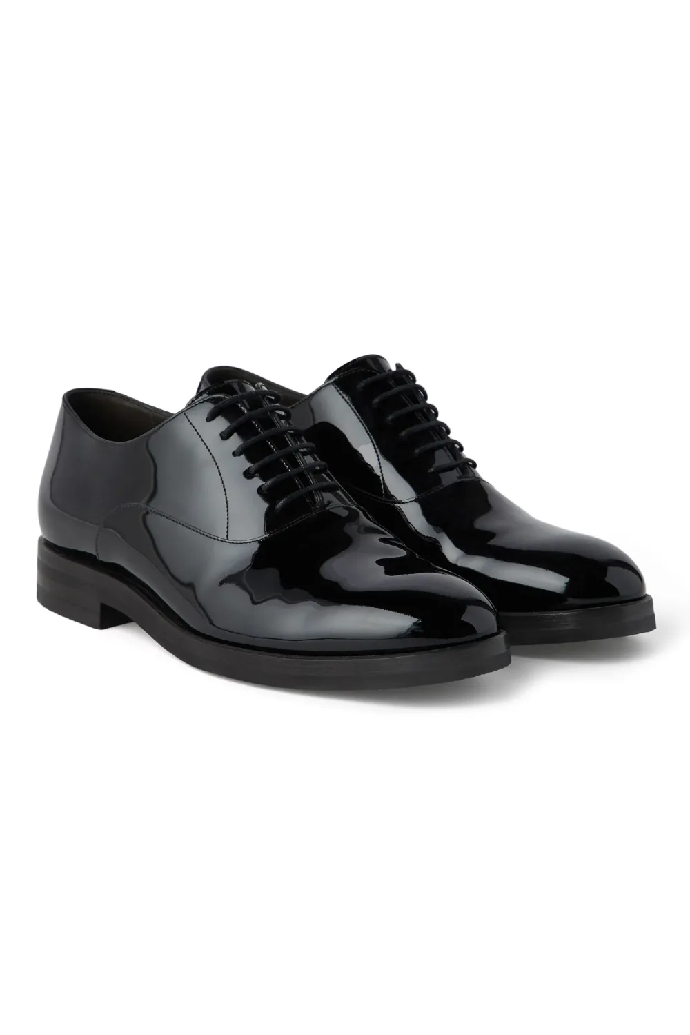 Brunello Cucinelli patent-leather laced oxford shoes in Black