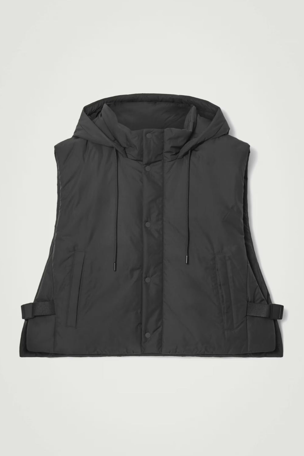 COS BUCKLED-SIDE PADDED HOODED VEST in Gray