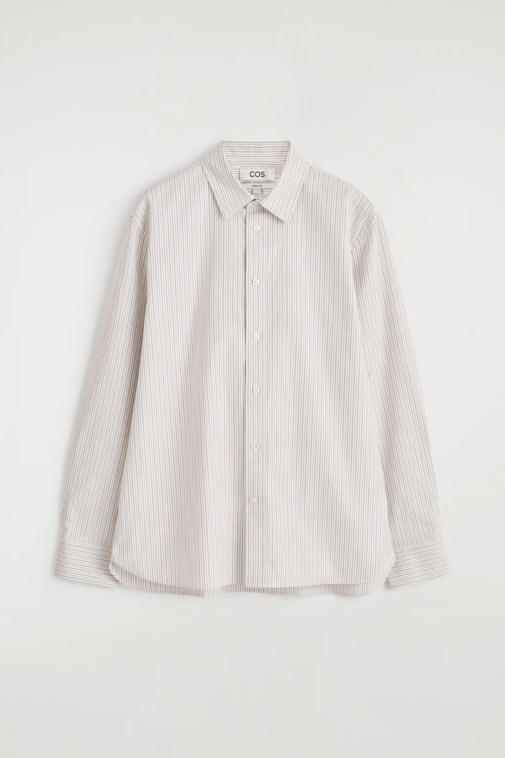 COS COTTON OXFORD SHIRT in Beige & White Stripe