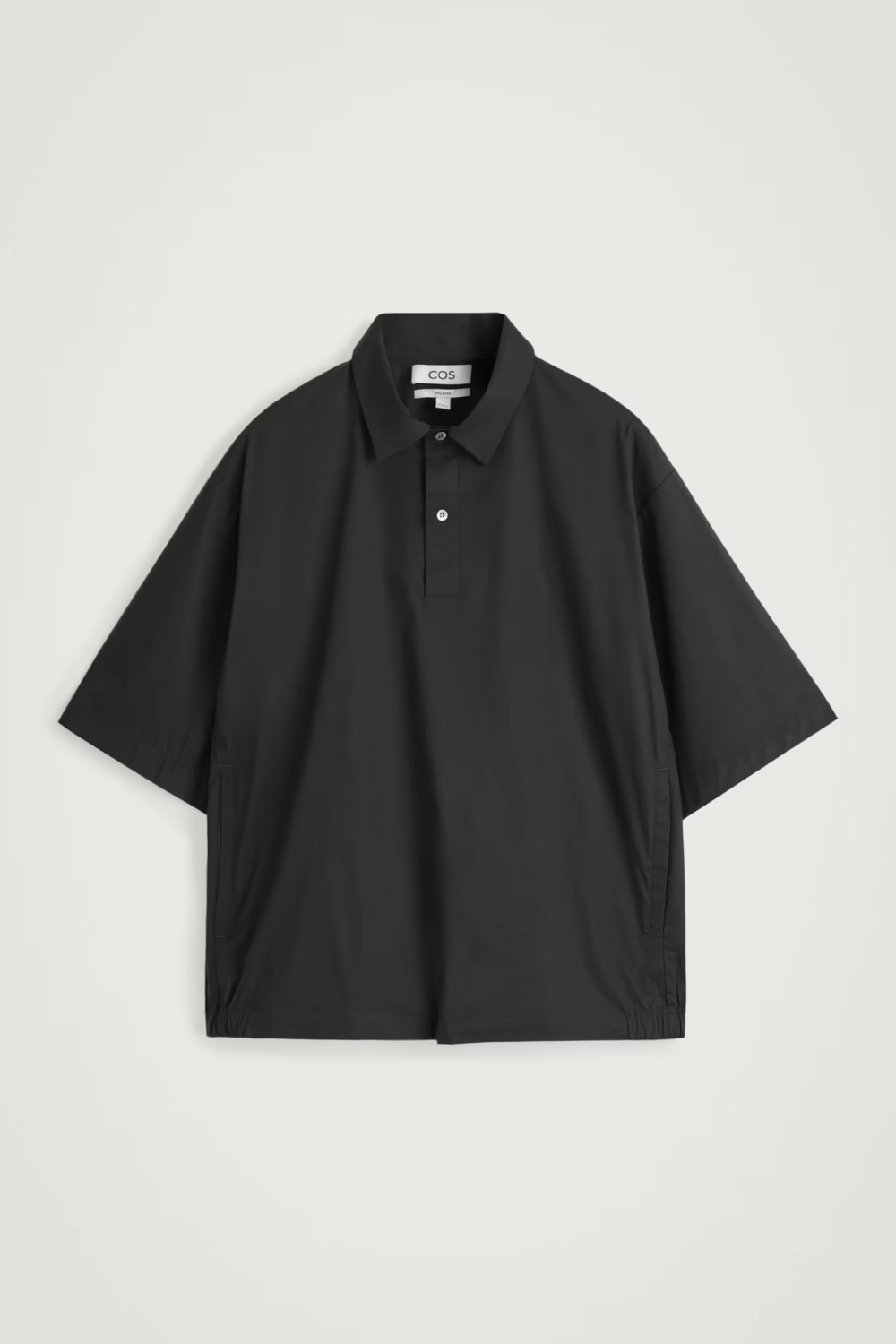 COS COTTON POPOVER SHORT-SLEVED SHIRT in Black