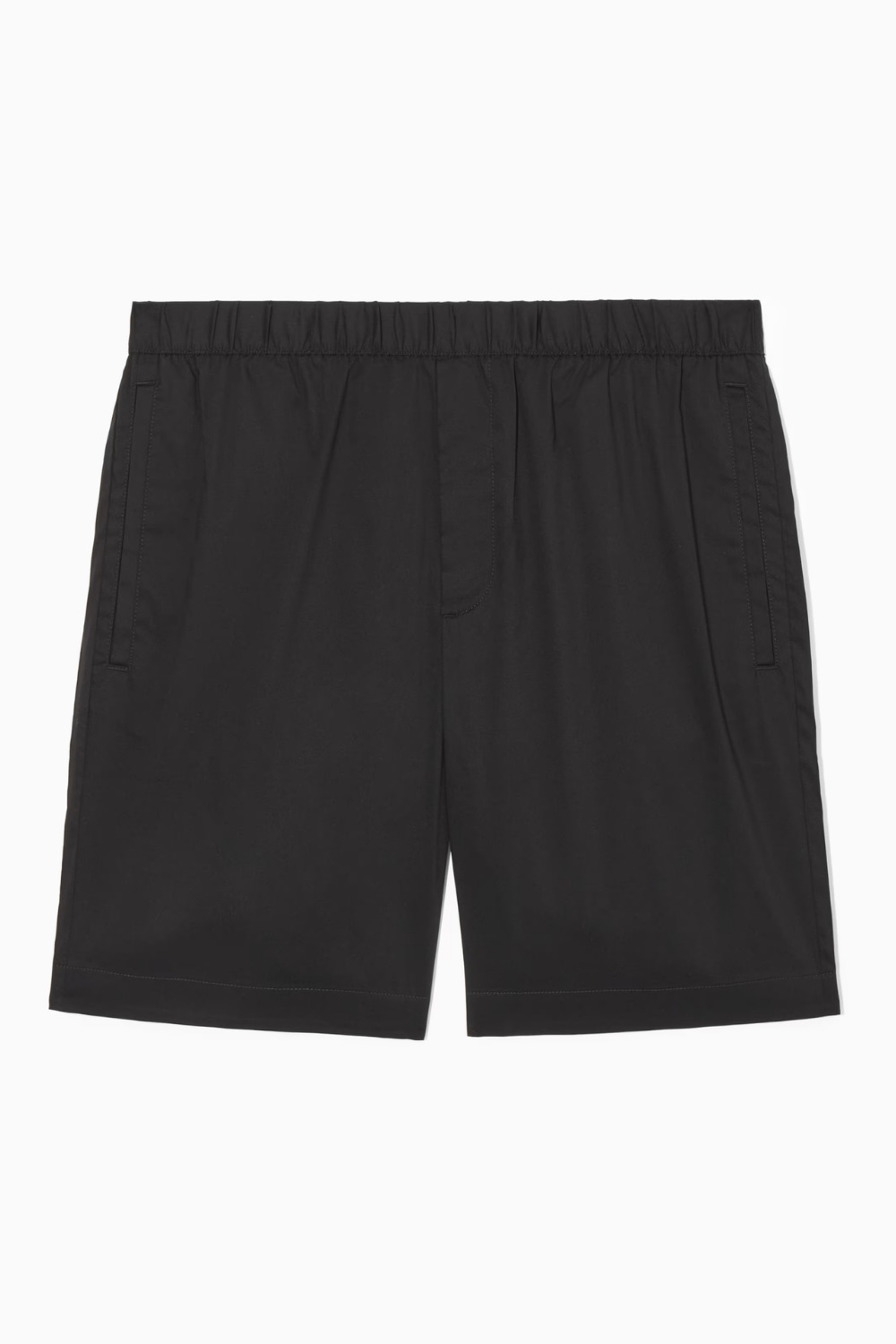 COS ELASTICATED COTTON-BLEND SHORTS in Black