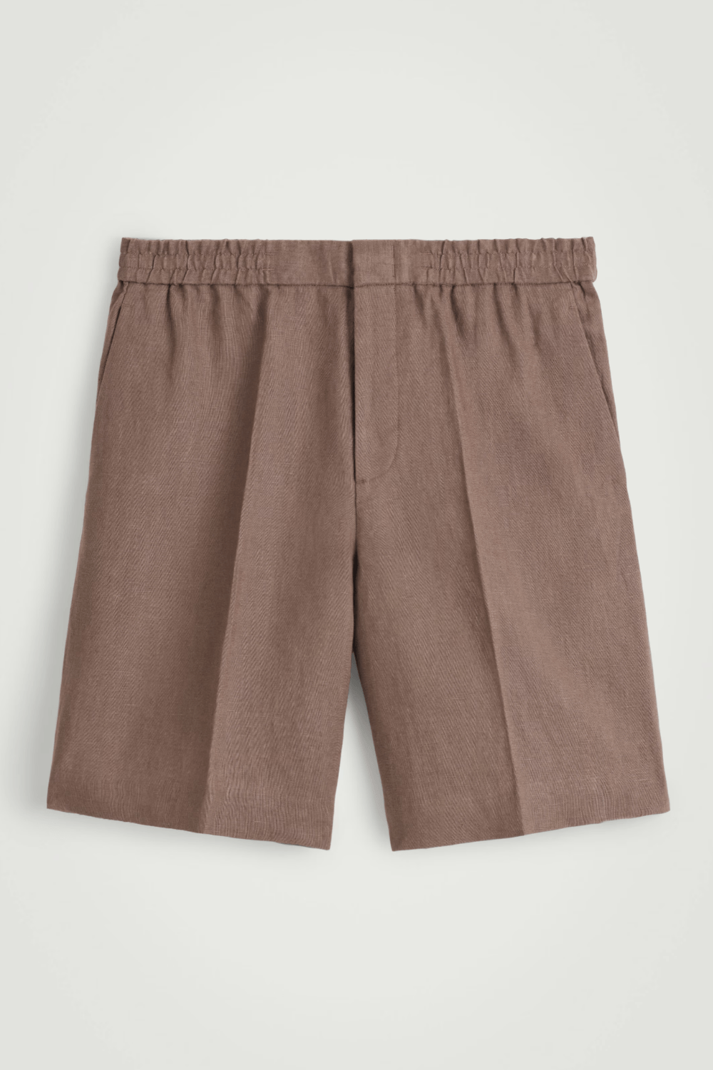 COS ELASTICATED LINEN SHORTS in Brown