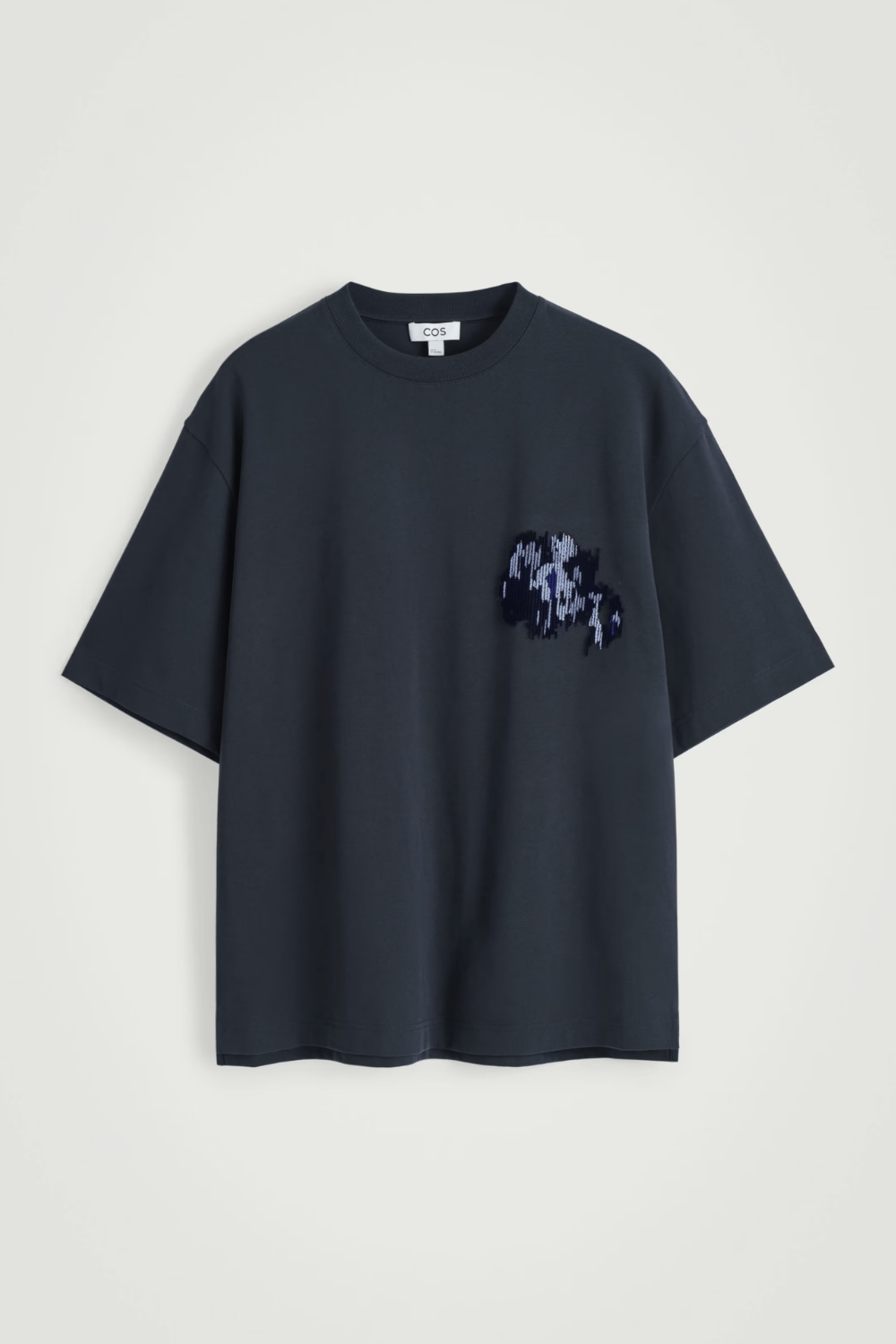COS EMBROIDERED-PATCH HEAVYWEIGHT T-SHIRT in Navy