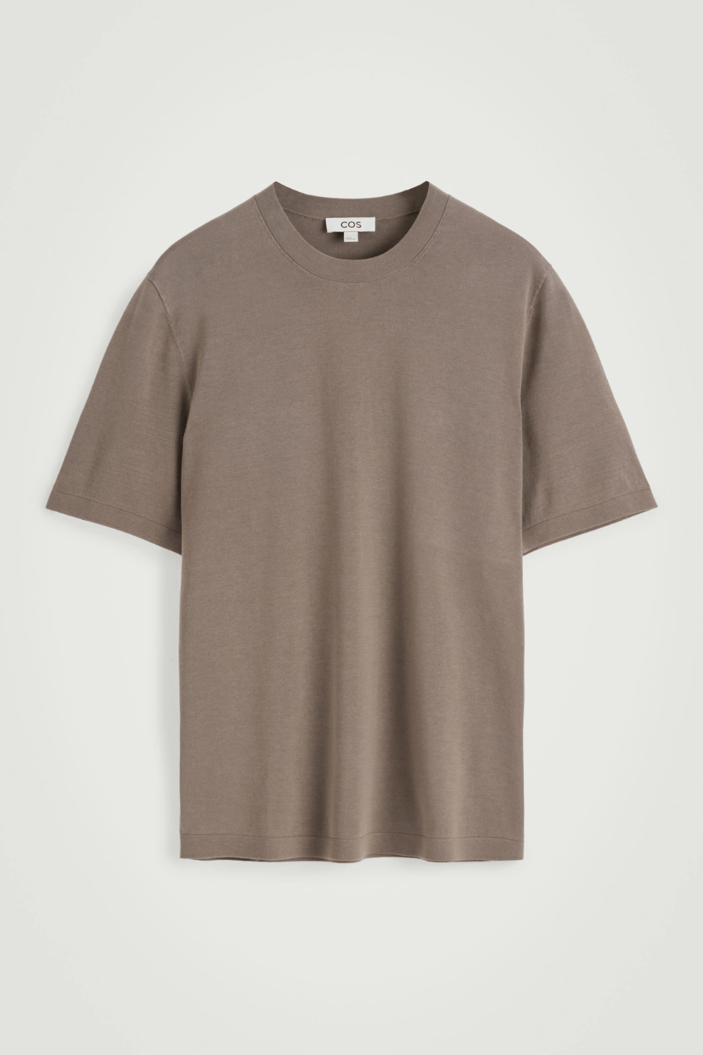 COS KNITTED COTTON CREW-NECK T-SHIRT in Mole