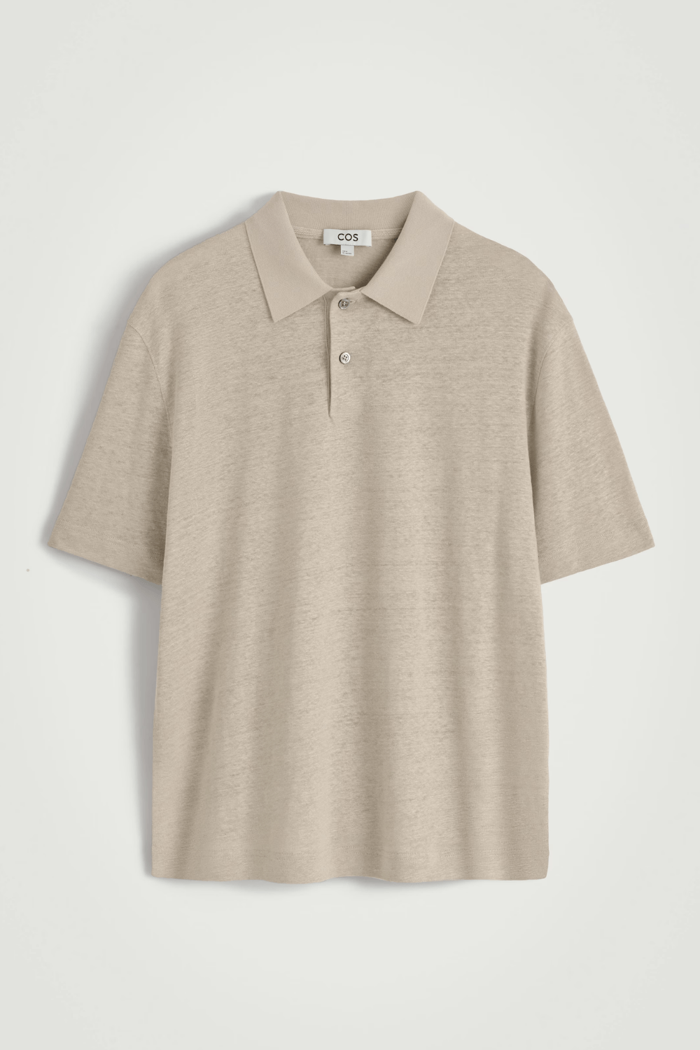 COS KNITTED LINEN POLO SHIRT in Beige