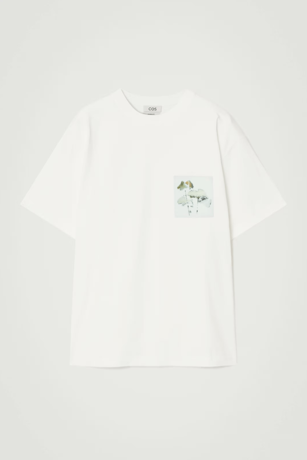 COS OVERSIZED BOTANICAL-PRINT COTTON T-SHIRT in White