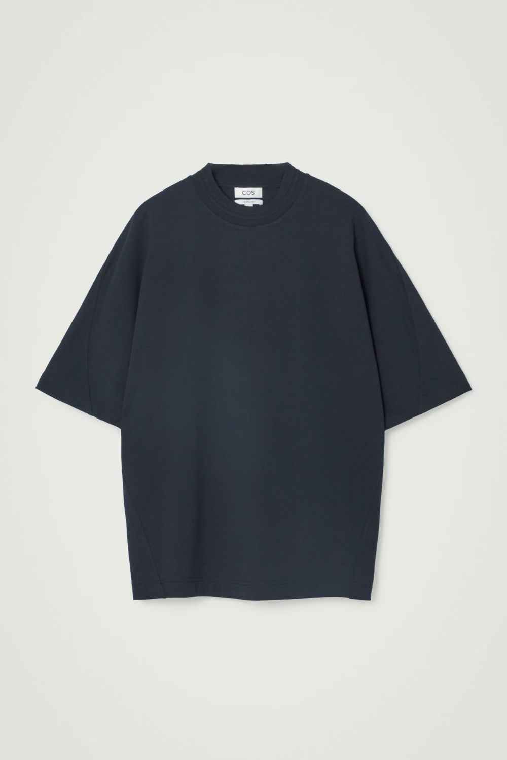 COS OVERSIZED HEAVYWEIGHT MOCK-NECK T-SHIRT in Navy